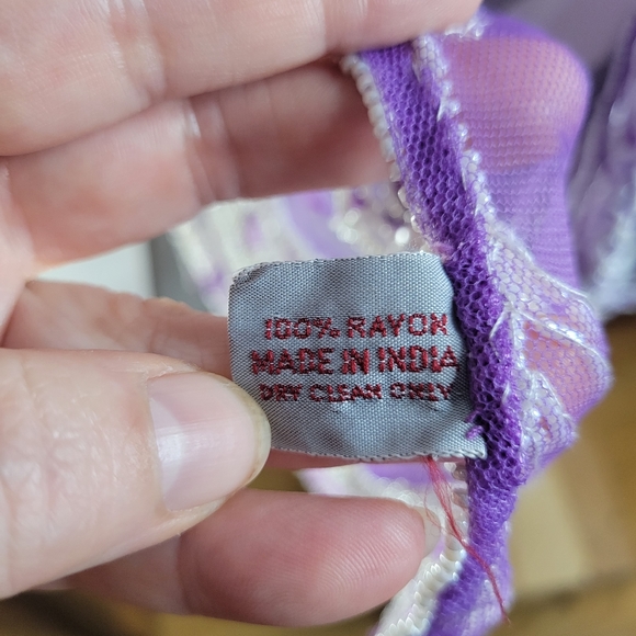 Womans Sheer Sterling Styles Purple Beaded Scarf Few issues on the back - Picture 5 of 12